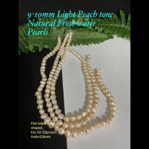 9-10mm Light Peach Tone Natural Freshwater pearls (est 50-52pcs)