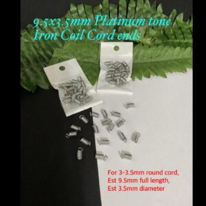 9.5x3.5mm Platinum Tone Iron Coil Cord ends (est 25pcs)
