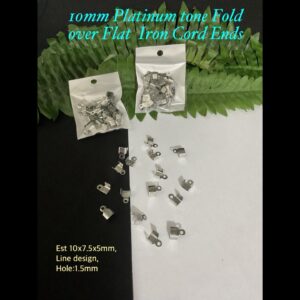 10mm Platinum Tone Fold Over Flat Iron Cord ends (est 40pcs)