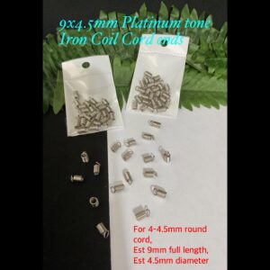 9x4.5mm Platinum Tone Iron Coil Cord ends (est 25pcs)