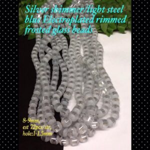 Frosted Silver Shimmer/Light Steel blue glass beads (est 72pcs)