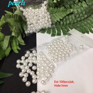 8mm Bright White Acrylic pearls (est 100pcs)