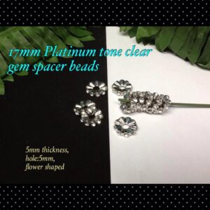 17mm Large Platinum tone Clear Rhinestone Rhinestone Spacer beads
