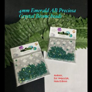 4mm Emerald Ab Preciosa Crystal Bicone beads (est 144pcs) 10% off!