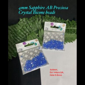 4mm Sapphire Ab Preciosa Crystal Bicone beads (est 144pcs) 10% off!