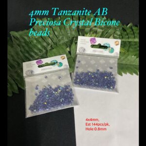 4mm Tanzanite Ab Preciosa Crystal Bicone beads (est 144pcs) 10% off!