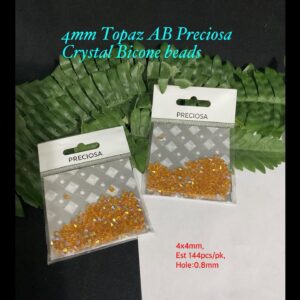 4mm Topaz Ab Preciosa Crystal Bicone beads (est 144pcs) 10% off!