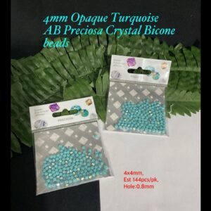 4mm Opaque Turquoise Ab Preciosa Crystal Bicone beads (est 144pcs) 10% off!