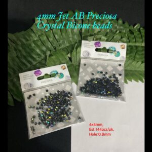4mm Jet Ab Preciosa Crystal Bicone beads (est 144pcs)