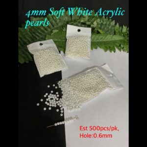 4mm Soft White Acrylic Pearls (est 500pcs)
