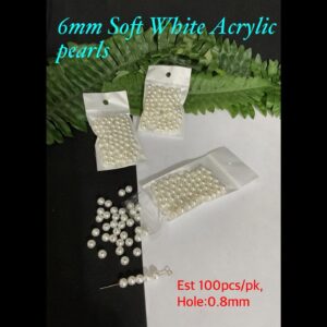 6mm Soft White Acrylic Pearls (est 100pcs)