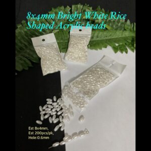 8x4mm Bright White Rice Shaped Acrylic pearls (est 200pcs)