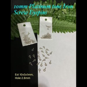 10mm Platinum tone Iron Screw Eyepins (est 25pcs)