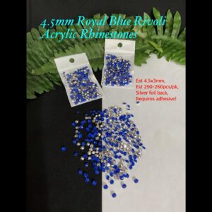4.5mm Royal Blue Rivoli Acrylic Rhinestones (est 250-260pcs)