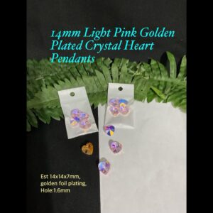 14mm Light Pink Golden Plated Heart pendants (4pcs)