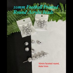 1010mm Football Printed Acrylic beads (10pcs)