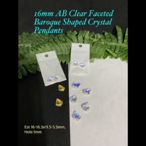16mm AB Clear Faceted Baroque Shaped Crystal pendants (pair)