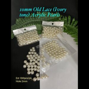 10mm Old Lace (Ivory tone) Acrylic Pearls (est 100pcs)