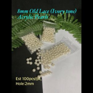 8mm Old Lace (Ivory tone) Acrylic Pearls (est 100pcs)
