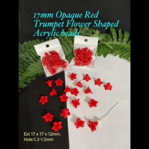 17mm Opaque Red Trumper Flower Shaped Acrylic beads (est 20pcs)