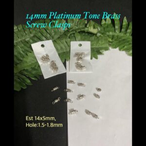 14mm Platinum Tone Brass Screw Clasps (est 10pcs)