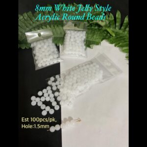8mm White jelly Style Acrylic Round beads (est 100pcs)