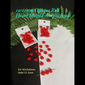 10-11mm Opaque Red Heart Shaped Acrylic beads (est 20pcs)