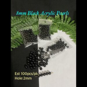 8mm Black Acrylic Pearls (est 100pcs)