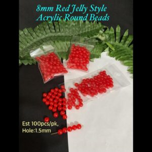 8mm Red jelly Style Acrylic Round beads (est 100pcs)
