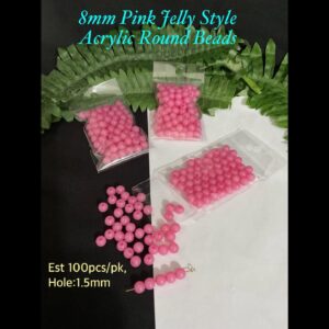 8mm Pink jelly Style Acrylic Round beads (est 100pcs)