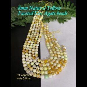 8mm Natural yellow faceted Fire Agate beads (est 48pcs) 10% off!
