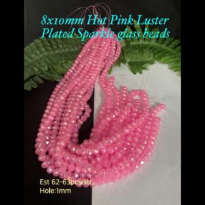 8x10mm Hot Pink Luster Plated glass beads (est 62-63pcs) 10% off!