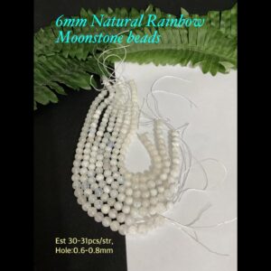 6mm Natural Rainbow Moonstone beads (30-31pcs)