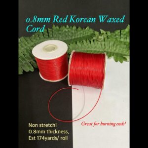 0.8mm Red Korean waxed cord (est 174 yards)