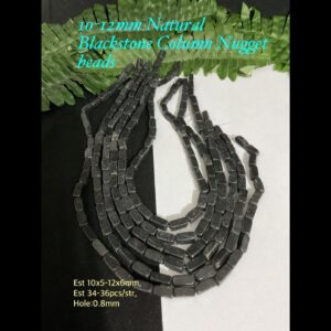 10-12mm Natural Blackstone Column Nugget beads (est 34-35pcs)