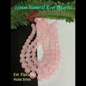 12mm Natural Rose Quartz beads (est 31pcs)