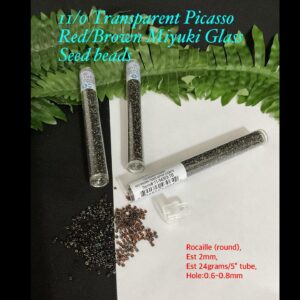 11/0 Picasso Transparent Red/Brown Miyuki Glass seed beads (est 23g tube)