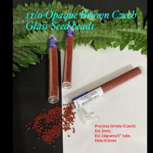 11/0 Opaque Brown Czech Glass seed beads (est 24g tube)