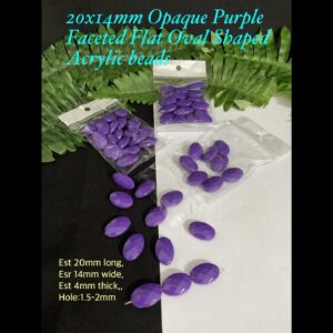 20x14mm Opaque Purple Faceted Flat Oval Shaped Acrylic beads (est 20pcs)