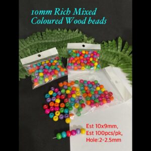 10mm Rich Mixed Coloured Wood beads (est 100pcs) 20% off!