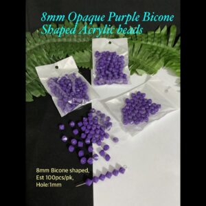8mm Opaque Purple Bicone Shaped Acrylic beads (est 100pcs)