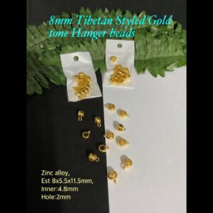 8mm Tibetan Styled Gold Tone hanger beads (12pcs)