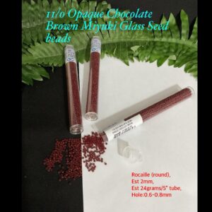 11/0 Opaque Chocolate Brown Miyuki Glass seed beads (est 24g tube)