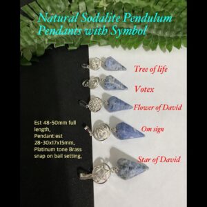Natural Sodalite Pendulum Pendants with Flower of David Symbol