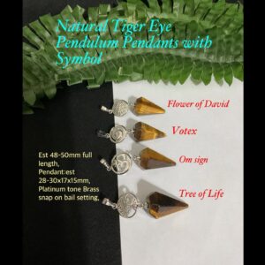 Natural Tiger Eye Pendulum Pendants with Om Symbol