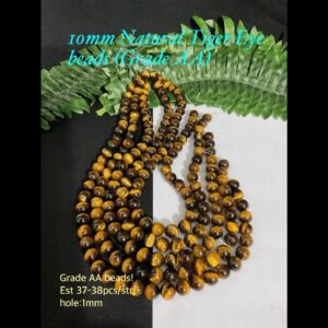 10mm Natural Tiger Eye beads (est 37-38pcs)