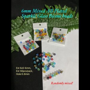 6mm Mixed AB Plated Sparkle Glass bicones (est 48-50pcs)