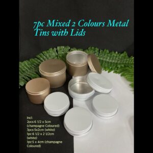 7pc Mixed 2 Colours Metal tins with lids
