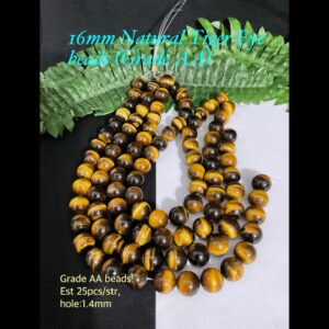16mm Natural Tiger Eye beads (est 25pcs)