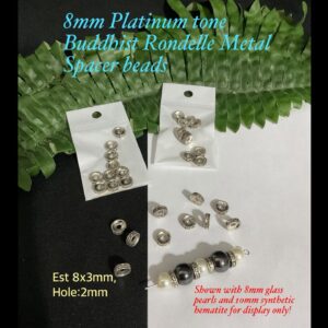 8mm Platinum tone Buddhist Rondelle Metal spacer beads (10pcs)